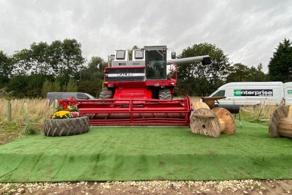 front view of korniche lantern fitted combine harvester